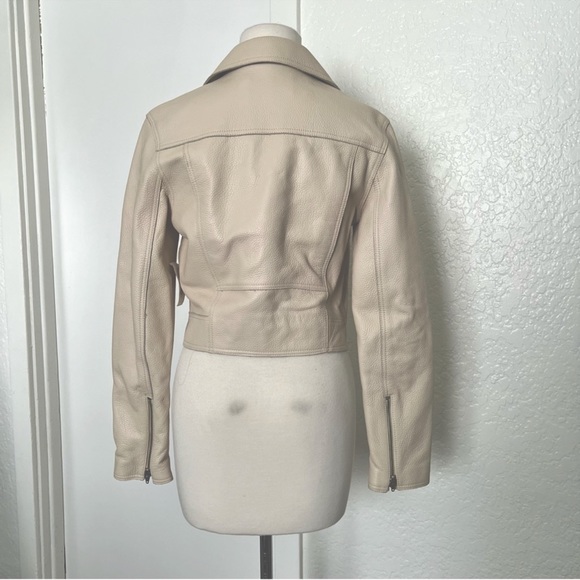 Alexander Wang Pebbled Leather Moto Jacket in Ecru - Picture 6 of 11